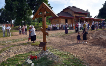 Освящение закладного камня в основание строящегося храма в аг.Старо-Борисов