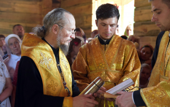 Освящение закладного камня в основание строящегося храма в аг.Старо-Борисов