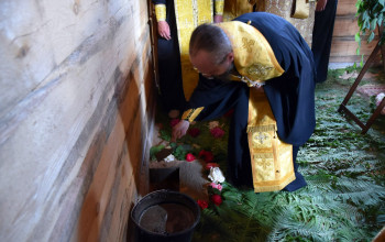 Освящение закладного камня в основание строящегося храма в аг.Старо-Борисов