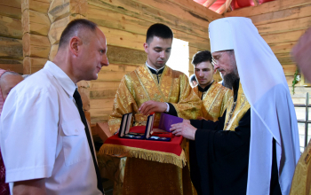 Освящение закладного камня в основание строящегося храма в аг.Старо-Борисов