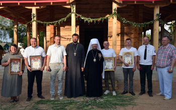 Освящение закладного камня в основание строящегося храма в аг.Старо-Борисов
