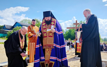 Закладка капсулы в основание строящегося храма в аг. Кищина Слобода