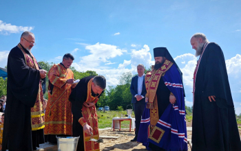 Закладка капсулы в основание строящегося храма в аг. Кищина Слобода