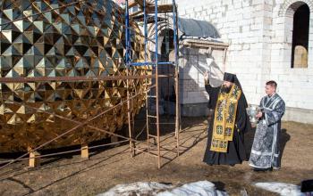 Освящение креста и купола для строящегося храма в честь святых благоверных князей-страстотерпцев Бориса и Глеба