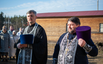 Освящение креста и купола для строящегося храма в честь святых благоверных князей-страстотерпцев Бориса и Глеба