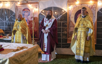 Ночная Литургия на епархиальном слёте православной молодёжи Борисовской епархии