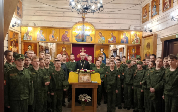 Первокурсники кадетского училища посетили храм святого великомученика Димитрия Солунского