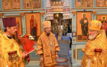 Преосвященнейший Вениамин в храме Рождества Пресвятой Богородицы в д. Житьково